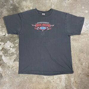 Vintage Y2K Drag Racing T-Shirt Size XL Gray NHRA Championship Tribal Graphic